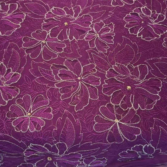 Plum Fancy Net Applique Hand Embellished video
