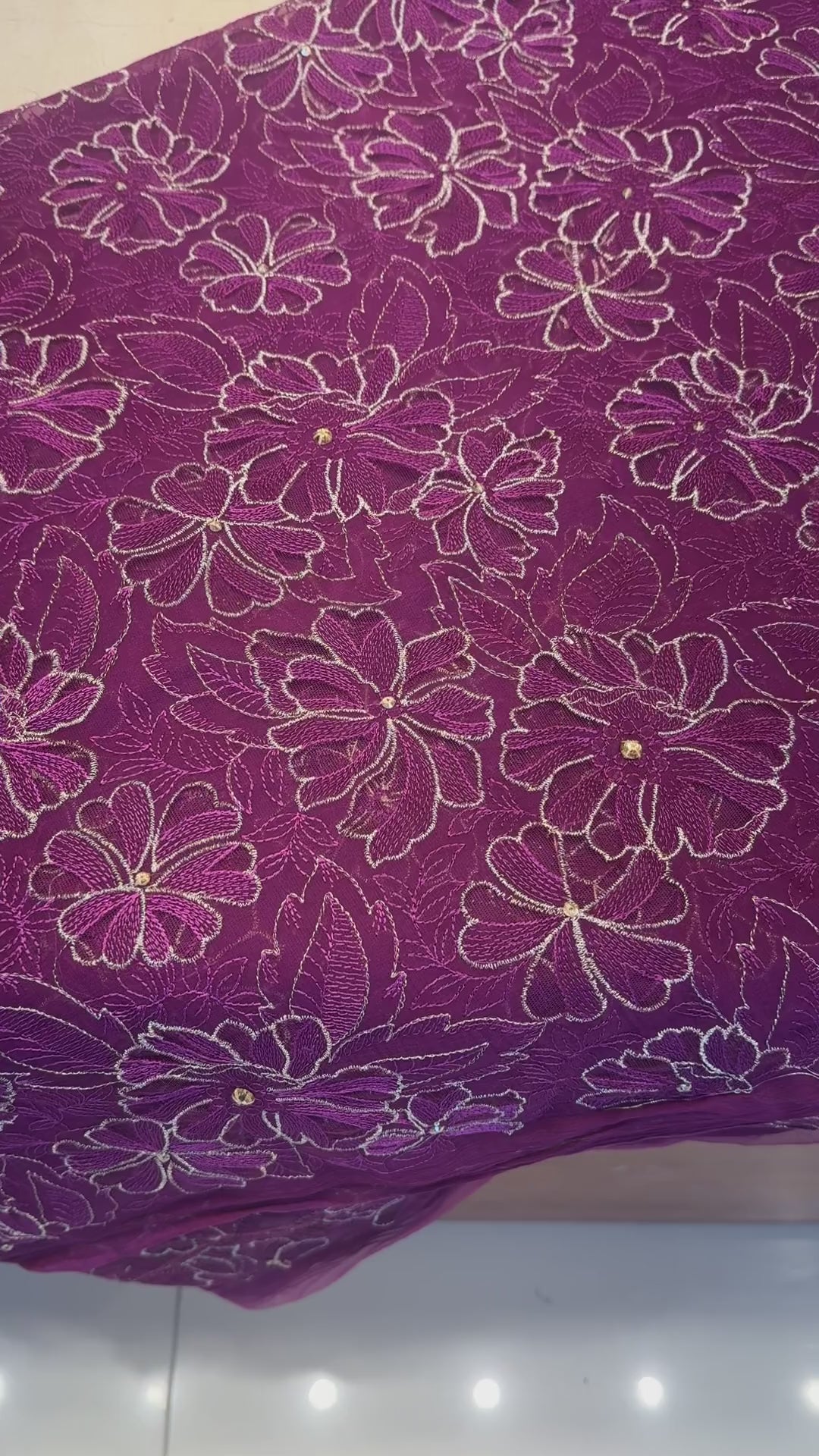 Plum Fancy Net Applique Hand Embellished video