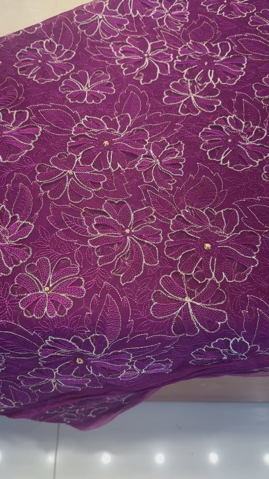 Plum Fancy Net Applique Hand Embellished video