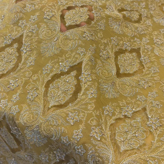 Fabareeze Mustard Applique Cutwork Hand Embellished