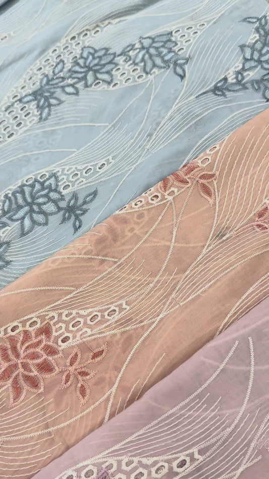 Multi-Colour Chikankari Embroidered – fabric video