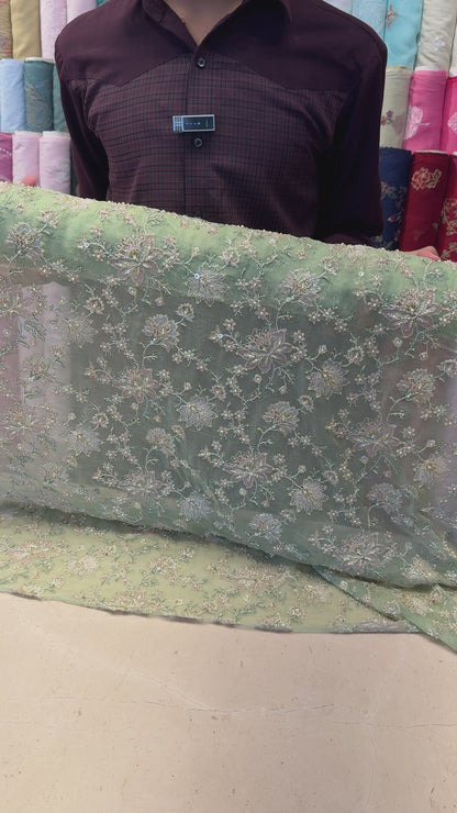 Pistachio Green Fancy Chiffon – fabric video