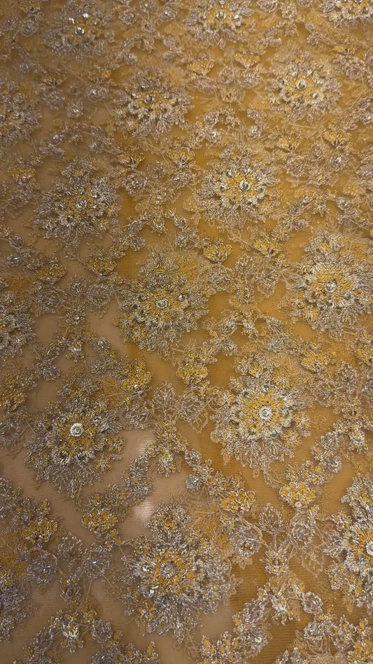 Yellow Fancy Net Hand Embellished video