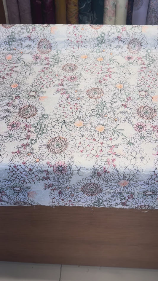Fabareeze Off White Embroidered Lawn