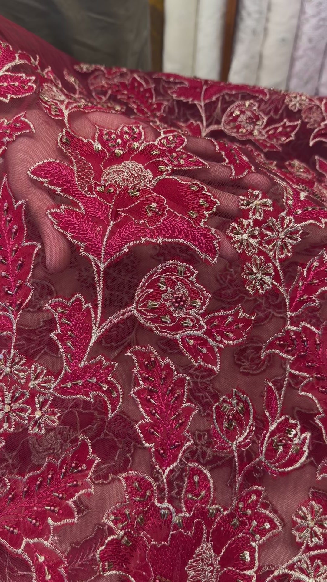 Fabareeze Maroon Applique Cutwork Hand Embellished
