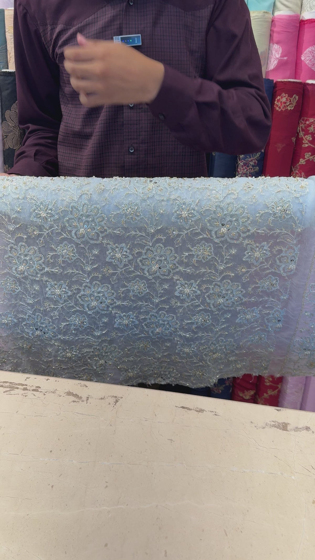 Powder Blue Fancy Chiffon – fabric video
