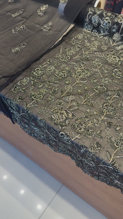 Black Fancy Chiffon Hand Embellished video