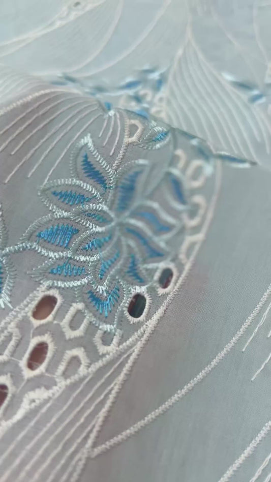 Sky Blue Chikankari Embroidered