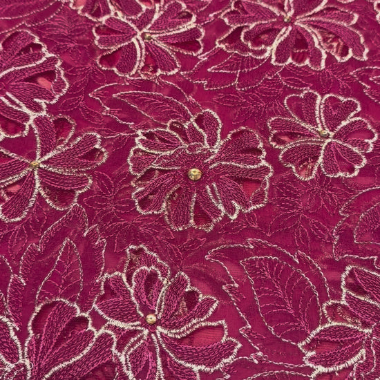 Fabareeze Magenta Applique Cutwork Hand Embellished