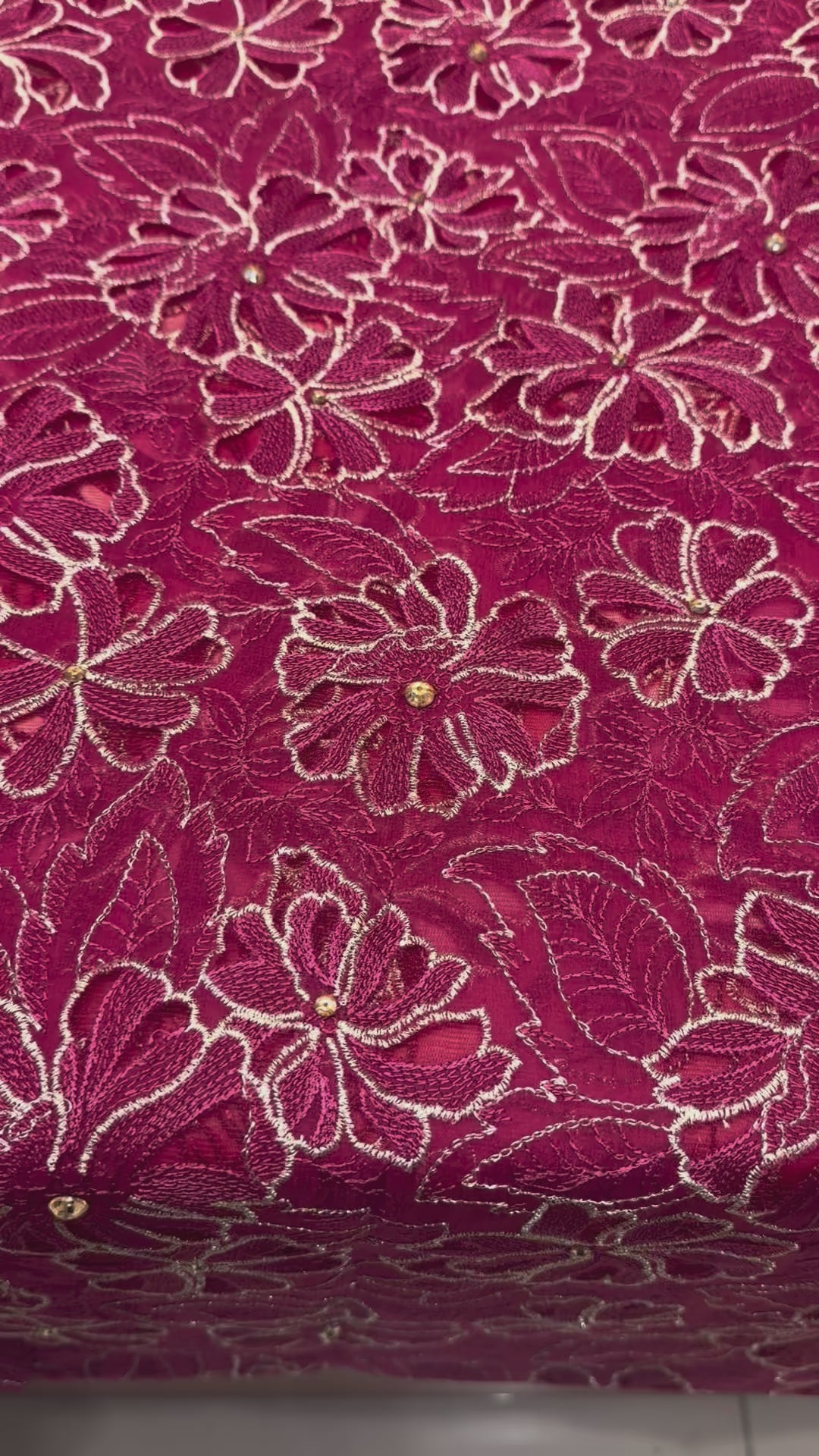 Fabareeze Magenta Applique Cutwork Hand Embellished
