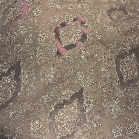 Fabareeze Brown Applique Cutwork Hand Embellished