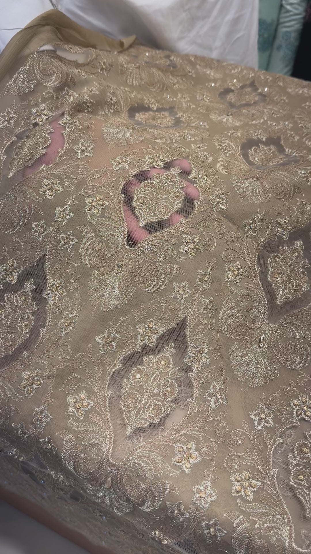 Fabareeze Brown Applique Cutwork Hand Embellished
