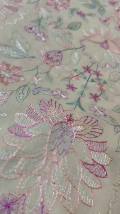 Cream Embroidered Lawn