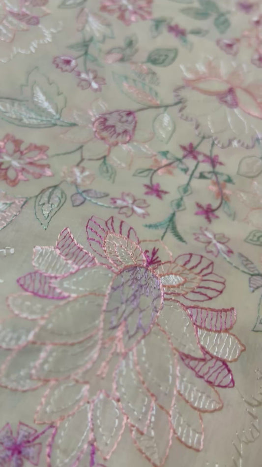 Cream Embroidered Lawn