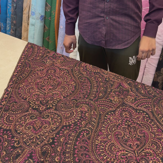 Black Embroidered Shawl Set – fabric video