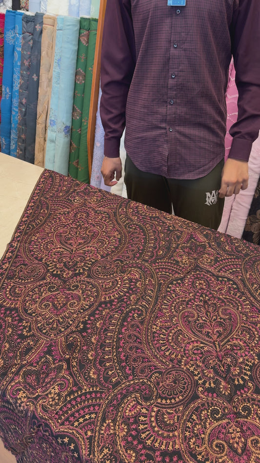 Black Embroidered Shawl Set – fabric video