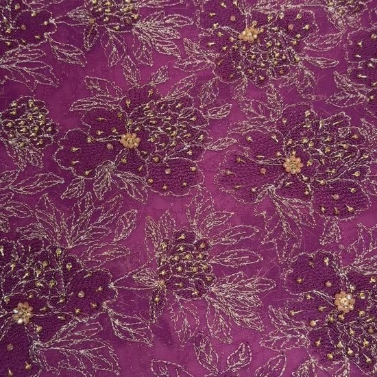 Plum Fancy Chiffon Hand Embellished video