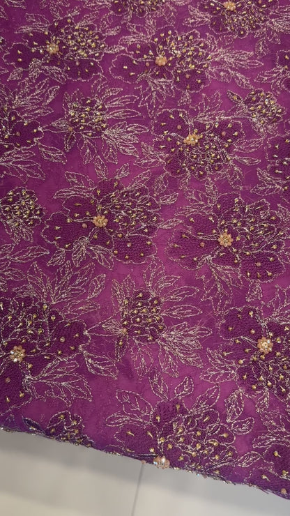 Plum Fancy Chiffon Hand Embellished video
