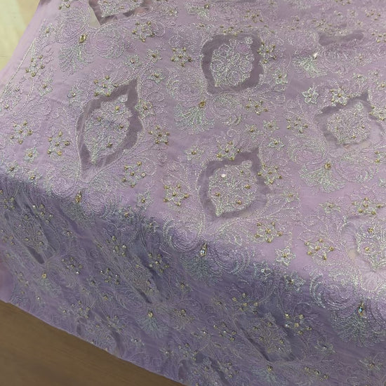 Fabareeze Lilac Applique Cutwork Hand Embellished