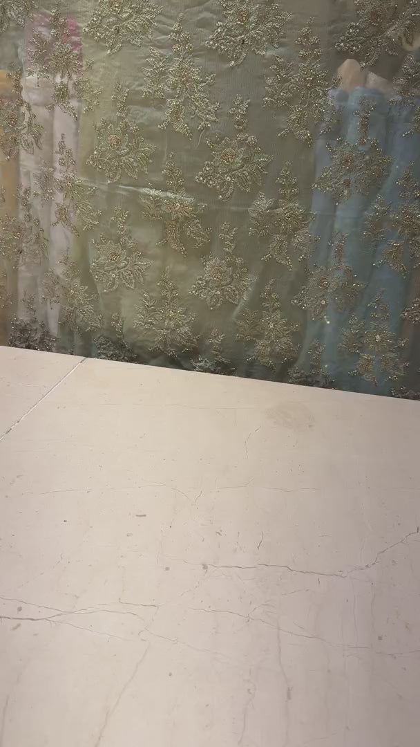 Mint Green Luxury Formal Chiffon - fabric video