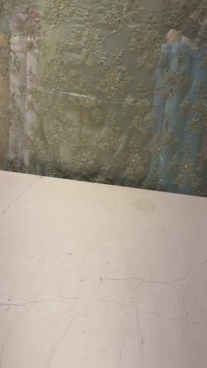 Mint Green Luxury Formal Chiffon - fabric video