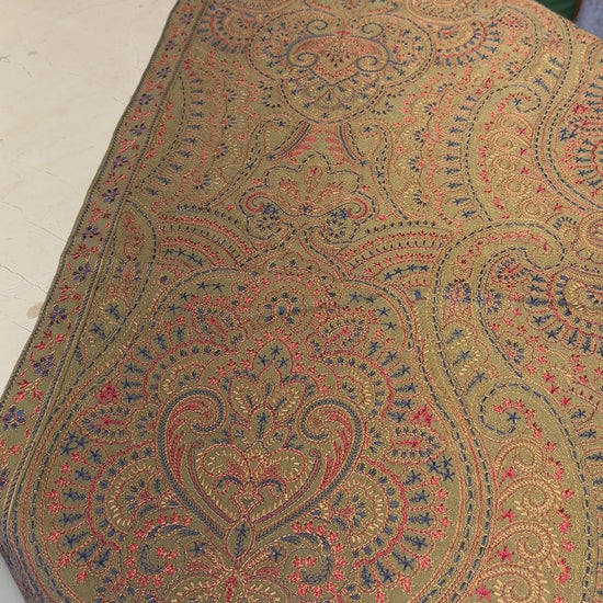 Olive Green Embroidered Shawl Set – fabric video