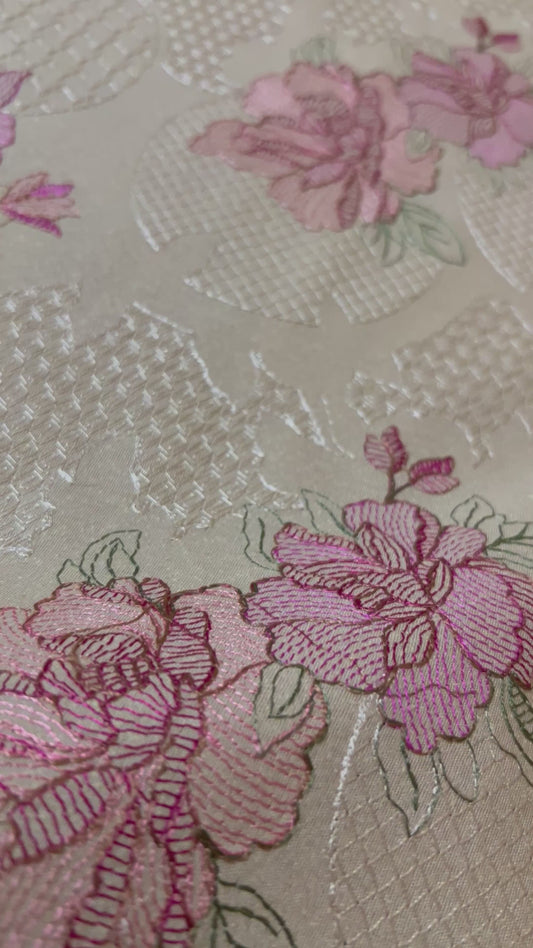 Beige Embroidered Karandi