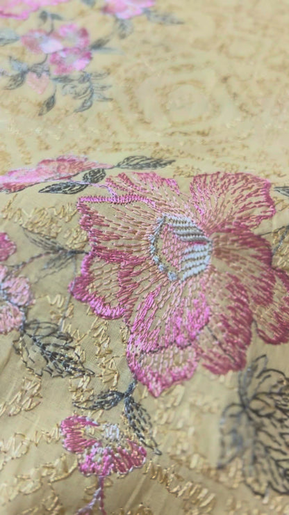 Fabareeze Yellow Embroidered Lawn video