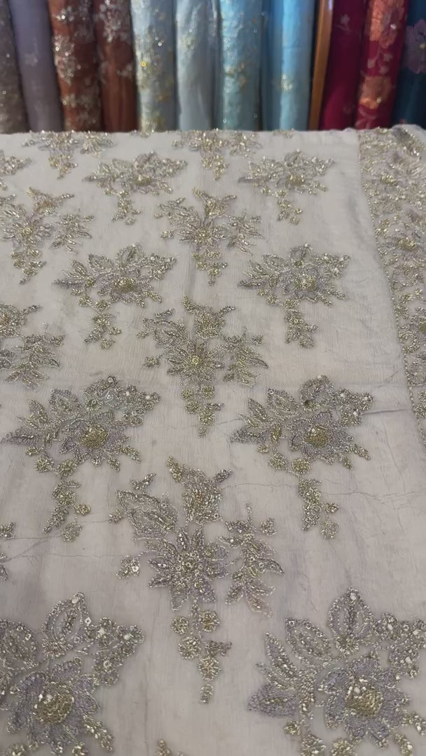 Off White Luxury Formal Chiffon - fabric video