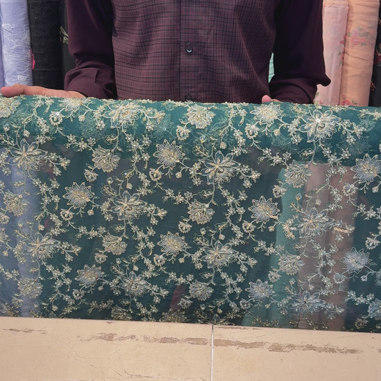 Teal Green Fancy Chiffon – fabric video
