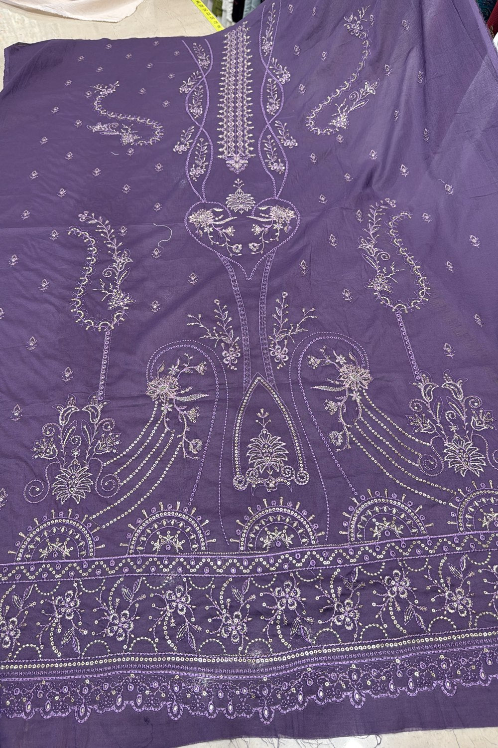 Fabareeze Purple 3 PC Embroidered Lawn