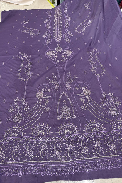 Fabareeze Purple 3 PC Embroidered Lawn