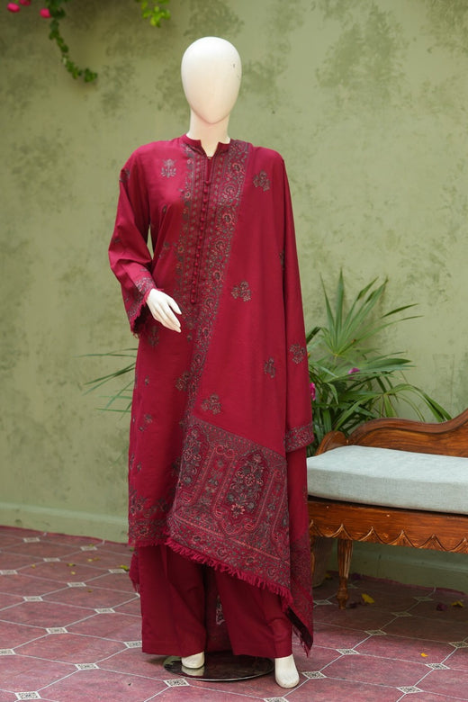 Maroon Karandi Shawl Set