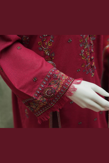 Red Karandi Shawl Set - embroidery detail