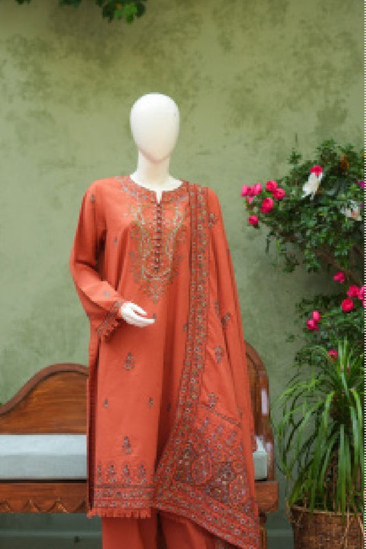 Rust Karandi Shawl Set - front
