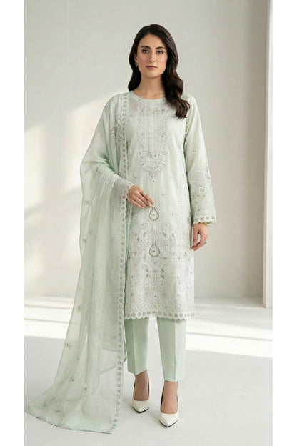 Fabareeze Sage Green Embroidered Lawn
