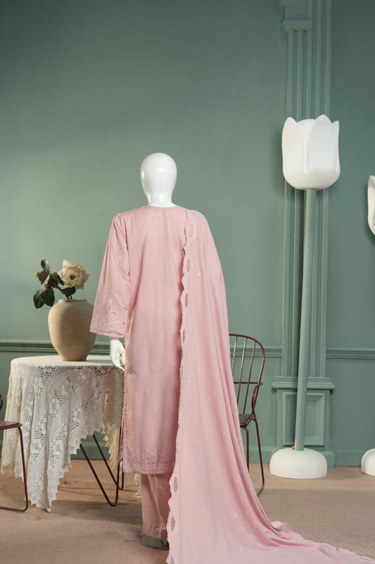 Tea Pink Karandi Shawl Set - full 3-piece embroidered karandi shawl set
