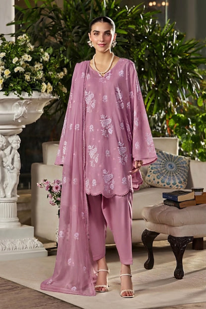 Rose Pink Embroidered Lawn – 3 Piece Unstitched