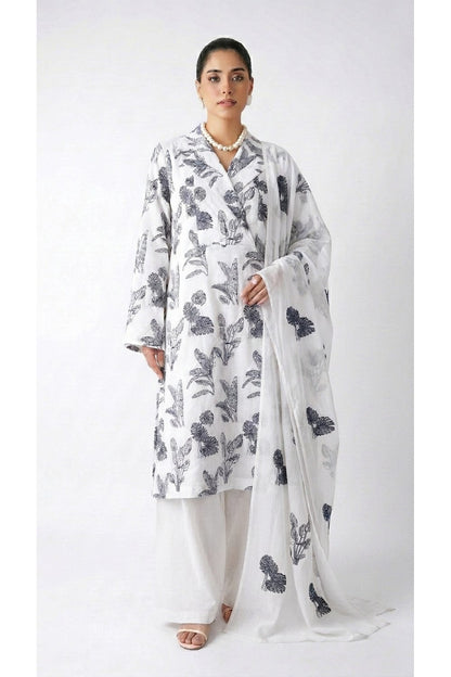 Fabareeze White Embroidered Lawn