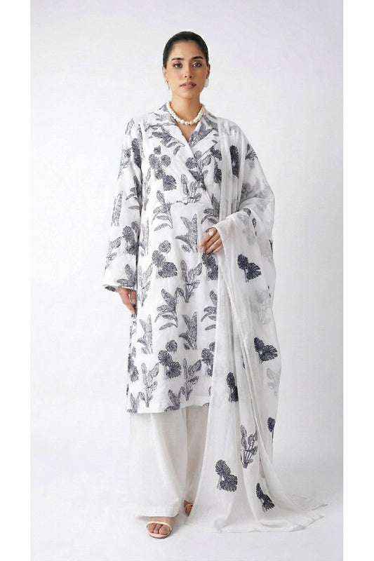 Fabareeze White Embroidered Lawn