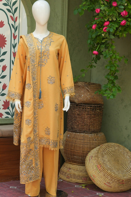 Yellow Karandi Shawl Set - front