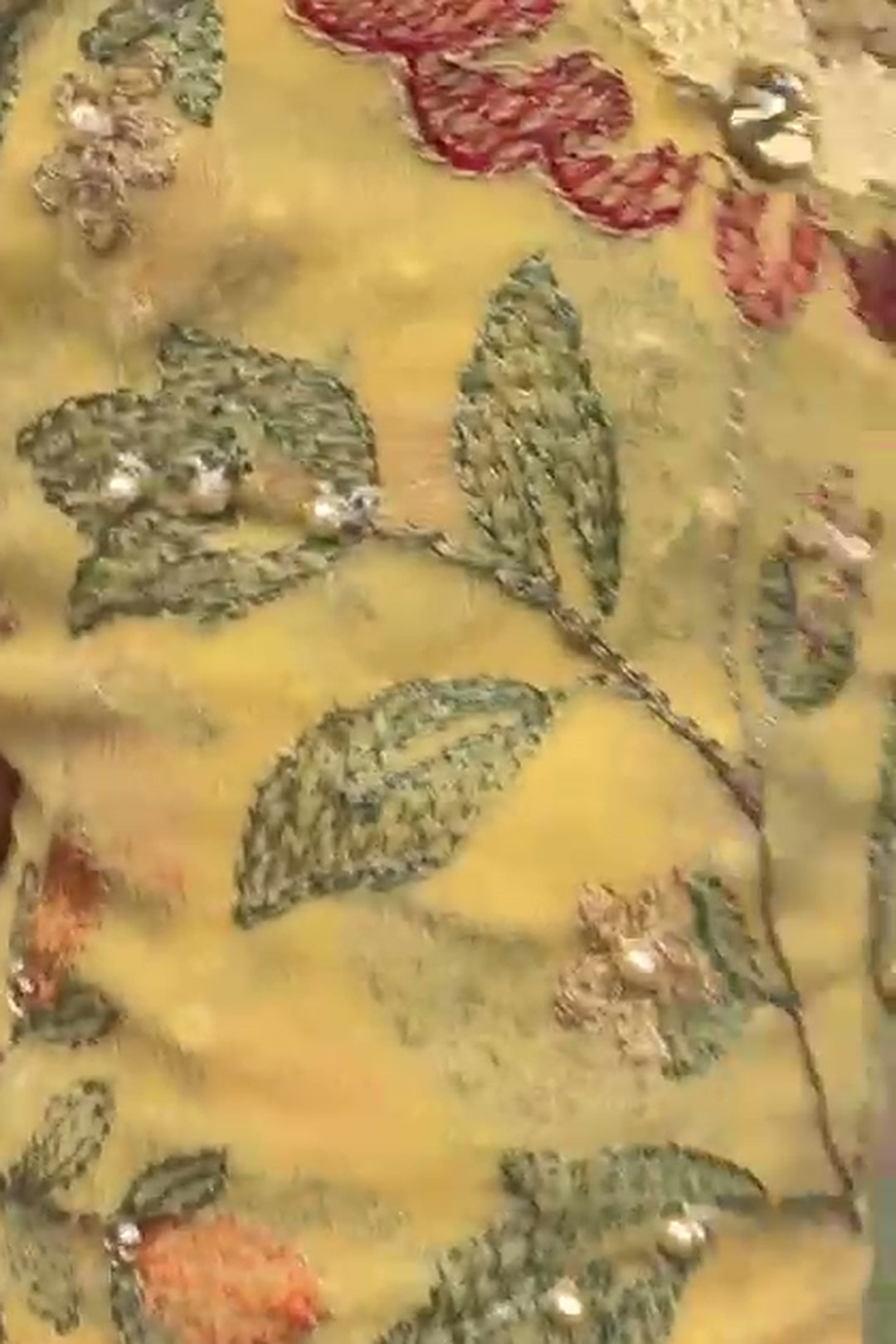 Yellow embroidered chiffon 2 piece — shirt and dupatta with stone and pearl handwork