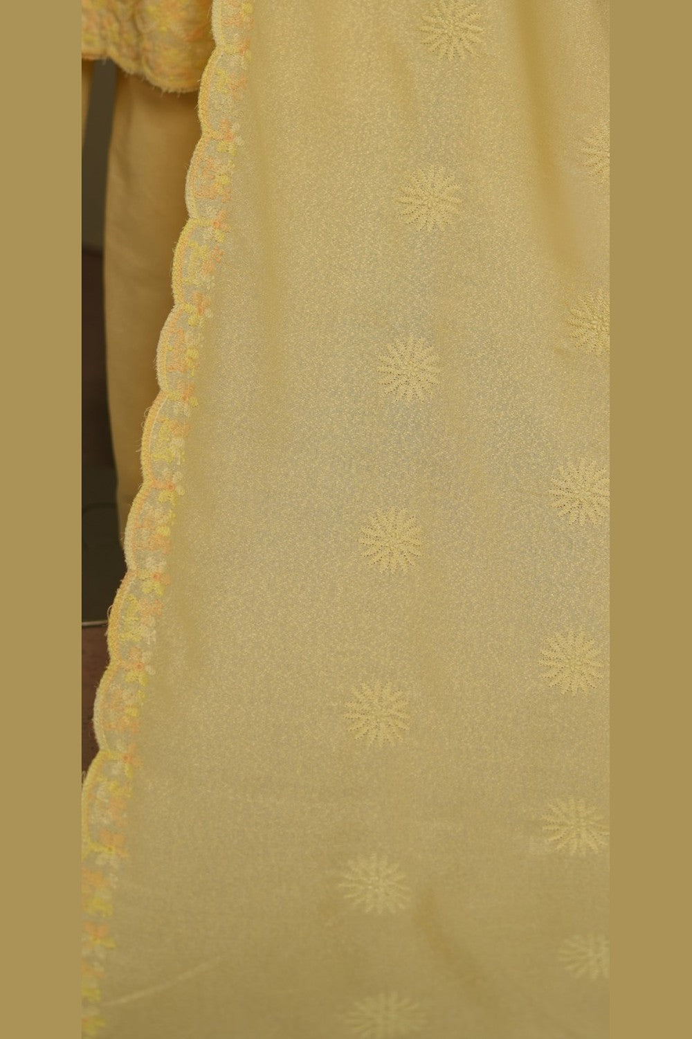 Yellow Karandi Shawl Set - embroidered karandi shawl, ready to carry