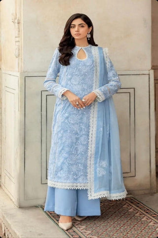 Fabareeze Blue 3 PC Swiss Lawn Embroidered
